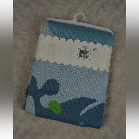 MiGi Little Whale Knit Baby Blanket Blue Green Security Lovey - Picture 3 of 6